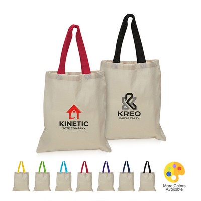 Economical 6 oz. Cotton Tote with Colored Handles